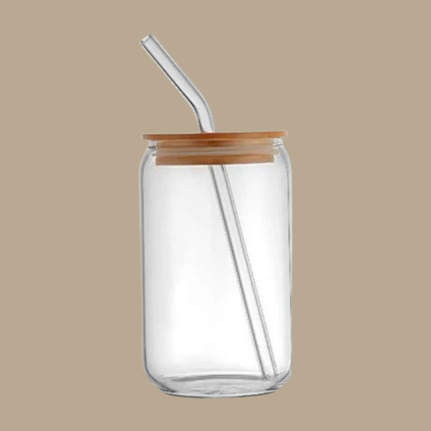 Glazen mason jar met rietje - 400ML