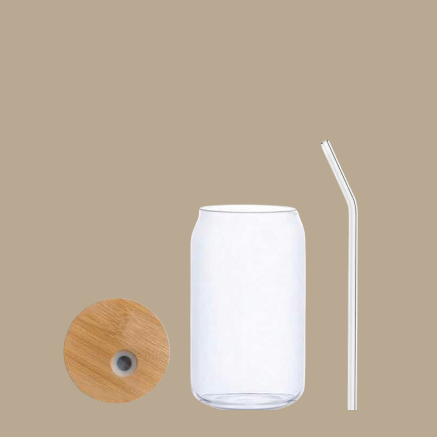 Glazen mason jar met rietje - 400ML